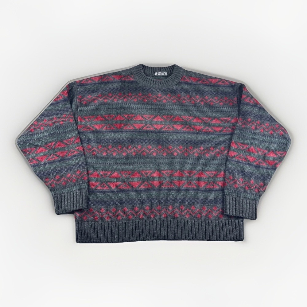 St Michael Sweater Mens Fair Isle Nordic Made in UK Sweatshirt Crewneck Grandpa